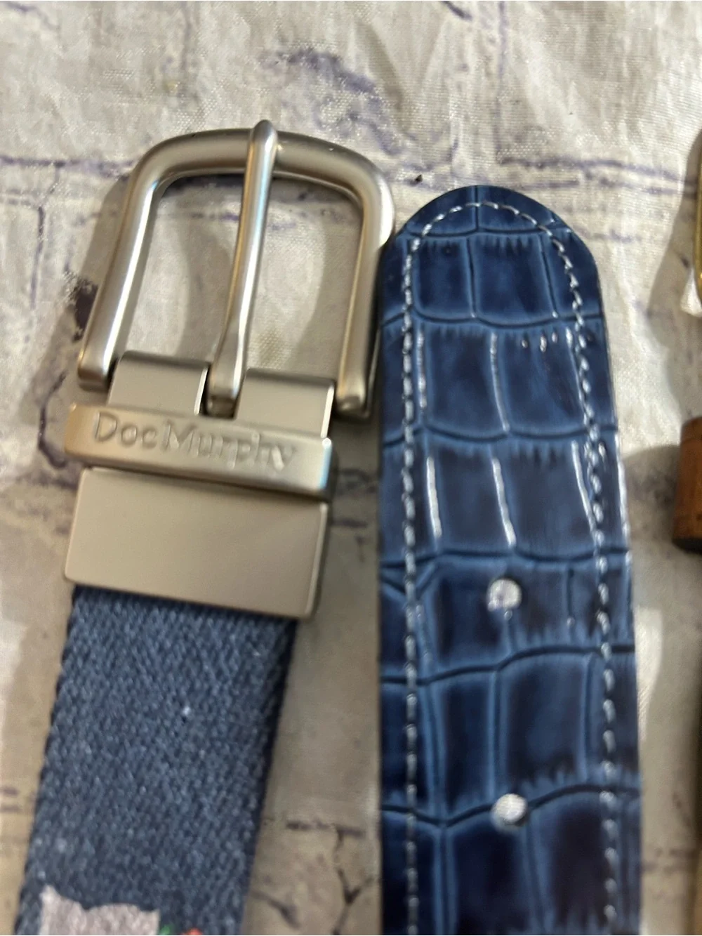 DOC MURPHY REVERSIBLE &  SPORTSMAN FISH VTG NAVY & BROWN LEATHER BELTS